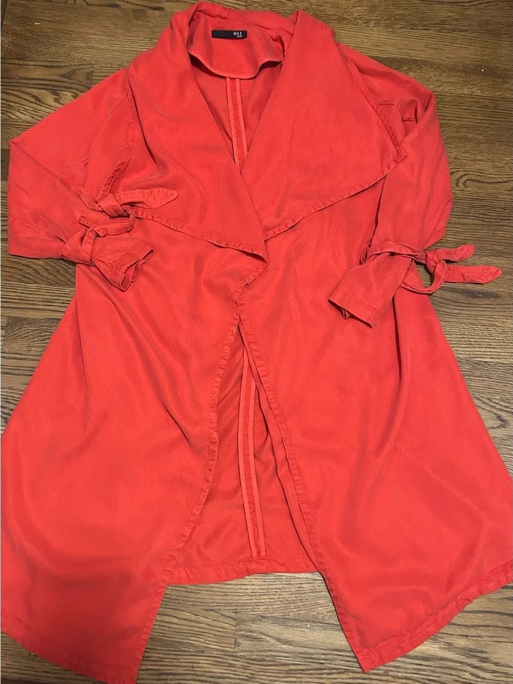 Max Jeans Coral-Red Draped Open Front Blazer 0161